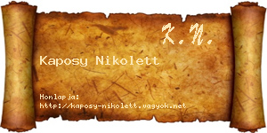 Kaposy Nikolett névjegykártya